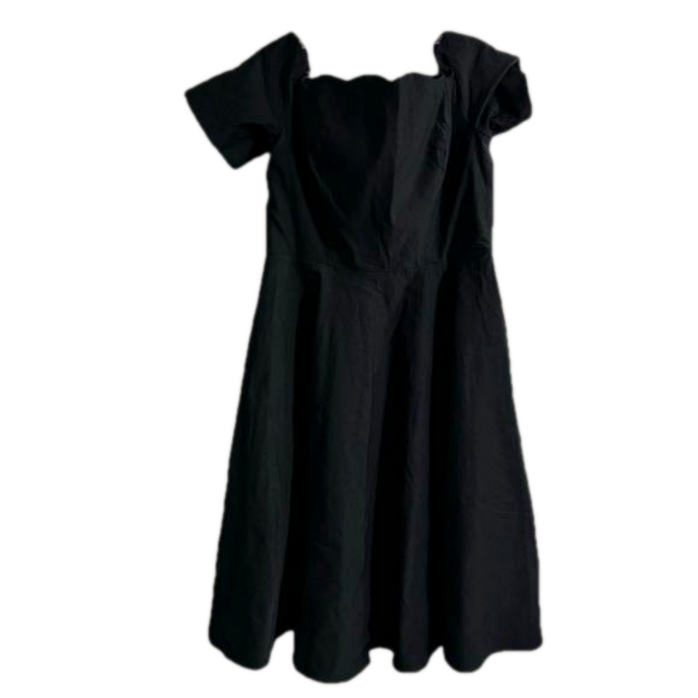 Belle Poque Vintage Style Scalloped Fit & Flare Dress In Black,